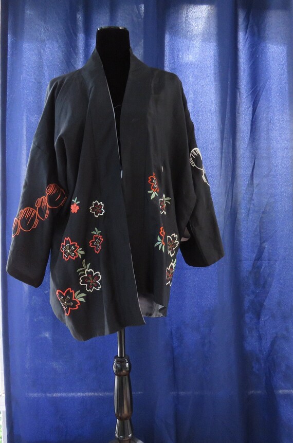 black silk kimono jacket