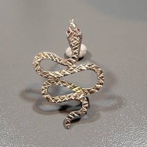 snake brooch silver serpent brooch red eyes