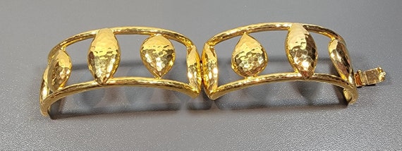 Bangle bracelet Gold tone hinged shiny links monet - image 2