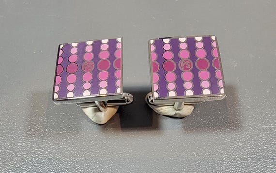 pink and purple cuff links paul smith new old stock square cufflinks enamel