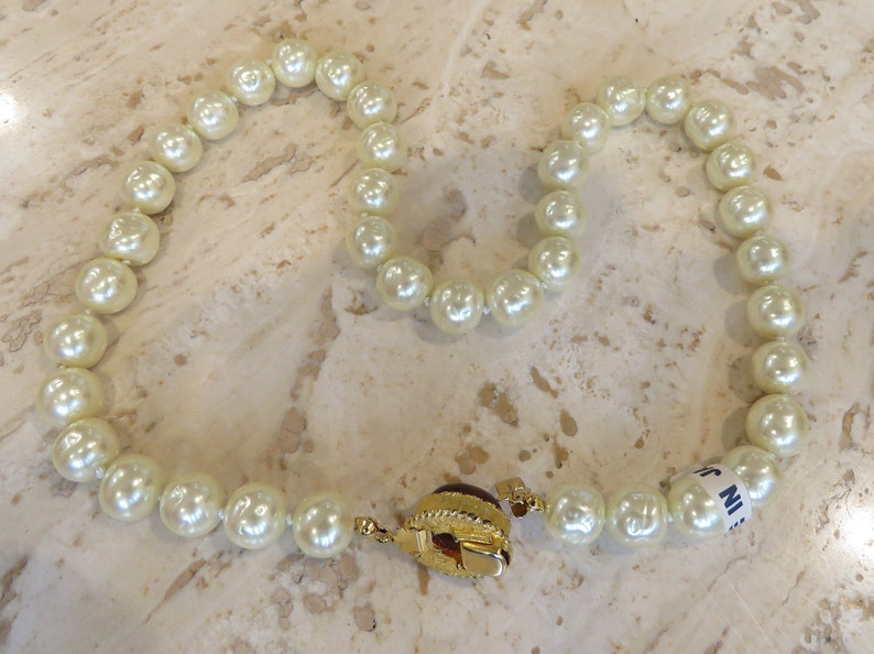 Pearl necklace art glass clasp nos Japanese baroque glass pearls