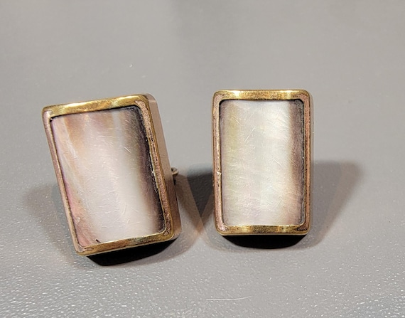 antique cufflinks mother of pearl shell rolled gold 1880