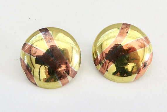 Boom boom earrings clip on mixed metals sucherman copper brass silver big bold shiny