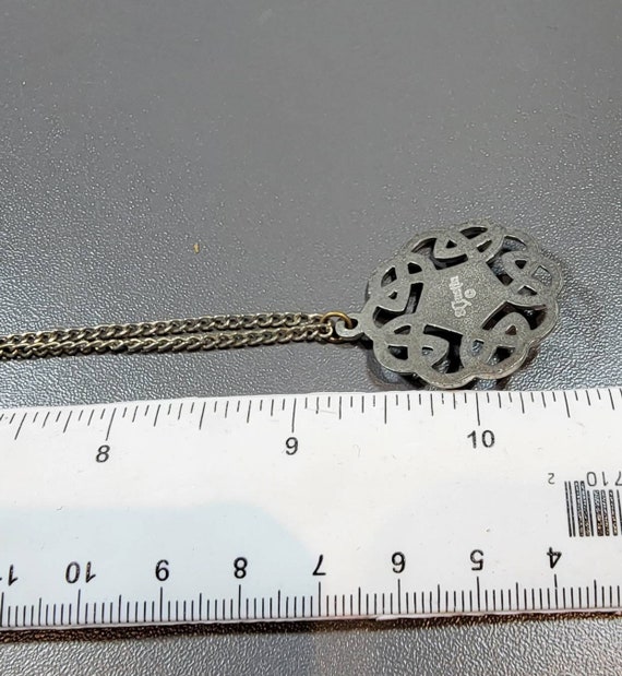 celtic knot medallion pendant pewter black caboch… - image 5
