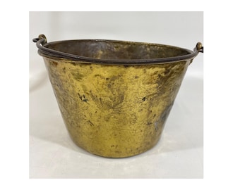 Secchio antico in ottone HW Hayden 1851 Brevetto in ottone filato Secchio in ferro 1866