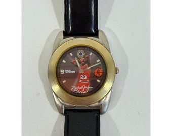 Orologio vintage Wilson Michael Jordan LMJ1208X Chicago Bulls con cinturino in pelle nera