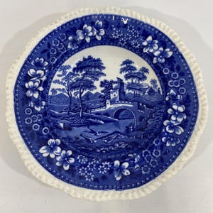 Antyczna miska do zupy Old Mark Copeland SPODE'S TOWER Flow Blue 10 1/4"