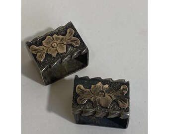 Fibbia per cintura da donna vittoriana antica in argento sterling e oro rosa