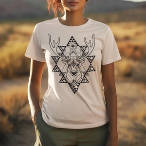 Huichol Deer Organic Cotton T-Shirt: Visionary Art