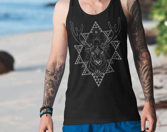 Canotta con cervo Huichol – Abbigliamento artistico per festival psichedelici
