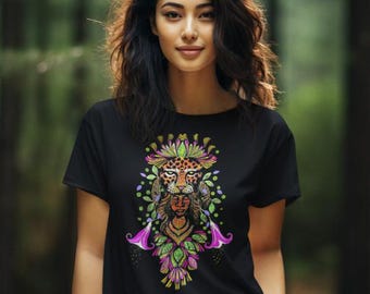 Koszulka z bawełny organicznej Shipibo – Visionary Jungle Art