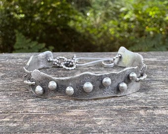 Sterling Silber Brutalist Armband - Handgemacht