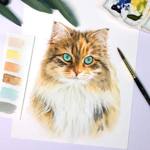 Retratos personalizados em aquarela, usando fotos de animais de estimação, retratos digitais personalizados de cães, retratos de gatos, retratos personalizados de cães, arte personalizada em memória de animais de estimação.