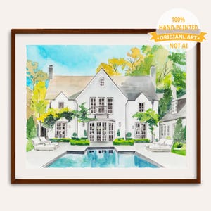 NO generado por IA, obra de arte 100 % pintada a mano, pintura de casa personalizada, retrato de casa, regalo de inauguración de la casa, regalo de agente inmobiliario, pintura para el hogar, casa de acuarela