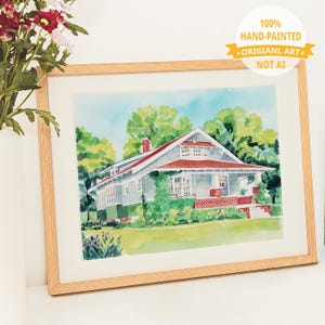 Pintura de casa personalizada pintada a mano, retrato de casa, regalo de inauguración de la casa, regalo de agente inmobiliario, pintura para el hogar, retrato de casa, pintura personalizada, casa de acuarela