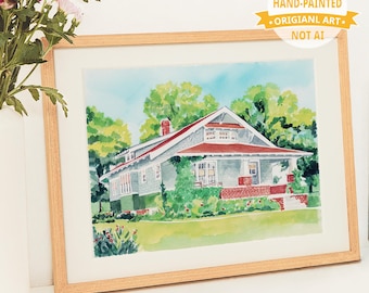 カスタム手描き住宅絵画、住宅肖像画、新築祝いの贈り物、不動産業者への贈り物、住宅絵画、住宅肖像画、カスタム絵画、水彩画住宅