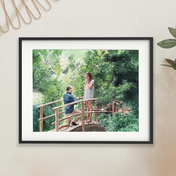 Custom Hand-Painted Couple Portrait,Watercolor Couple Proposal Portrait,Painting From Photo,Engagement/Anniversary Gift,Gift for Couple