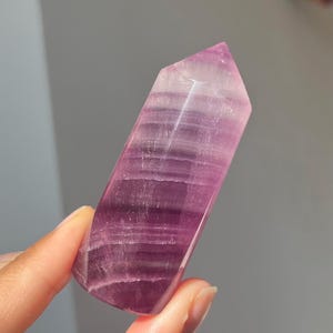 Purple Fluorite Tower | Cylindrical Fluorite Tower Healing Crystal Natural Gemstone Mineral Specimen Pink Fluorite Point Rainbow Fluorite