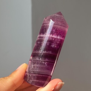 Purple Fluorite Tower | Cylindrical Fluorite Tower Healing Crystal Natural Gemstone Mineral Specimen Pink Fluorite Point Rainbow Fluorite