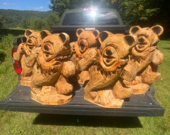 ジェフ・フレミング ビッグスカイ 手彫り木製クマ像彫刻 アンティーク 希少 Big Sky Carvers Big Sky Bears by Jeff Fleming Black Bear