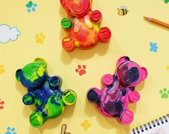 Large Teddy Bear Crayons – Handmade from Recycled Crayons