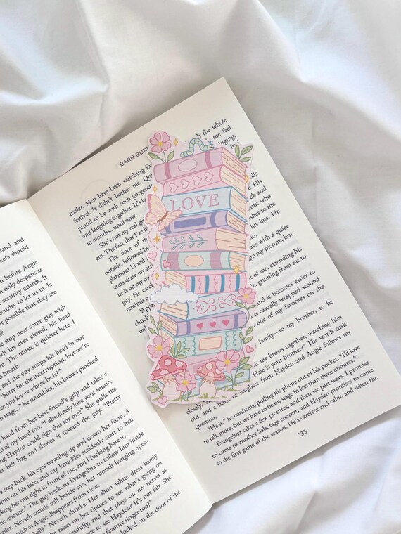 Pretty Bookmark | Romance Bookmark | Pastel Bookstack Bookmark | Rainbow Bookmark | Romance Reader | Butterflies And Flowers | Magical