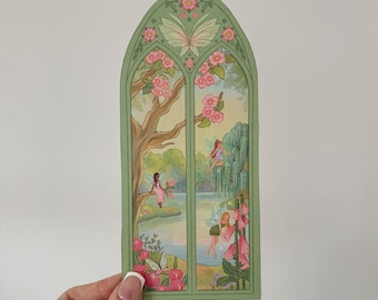 Fairy Bookmark | Flower Fairies Arched Windows | Spring Floral Bookmark | Book Gift | Book Lover | Magical Bookmark | Whimsical Fairy Gift