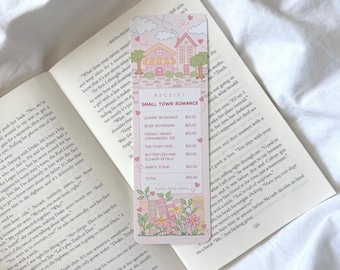 Small Town Romance Bookmark | Small Town Romance Receipt | Bookish Gift | Book Lover | Romance Reader | Pretty Bookmark | Cosy Bookmark