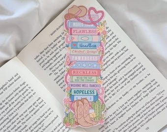 Chestnut Springs Inspired Bookmark | Book Stack | Cowboy Romance | Romance Reader | Flawless | Heartless | Powerless | Reckless | Hopeless