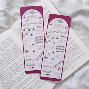 Thriller Bookmark | Thriller Book Club Ingredients Bookmark | Bookish Gift | Book Lover | Crime Reader | Bookmark