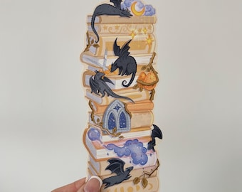 Dragon Bookmark | Dragon Bookstack Bookmark | Bookish Gift | Dragon Gift | Fourth Wing