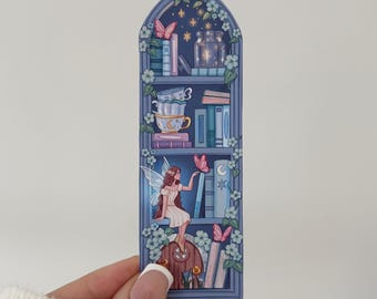 Fairy Matte Vinyl Sticker | Moon Fairy Bookshelf Sticker | Kindle Sticker | Fairy Gift | Whimsical Sticker