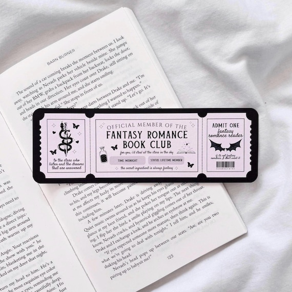 Fantasy Romance Bookmark | Fantasy Bookmark | Fantasy Romance Book Club Ticket Bookmark | Book Club Ticket Bookmark | Romance Reader