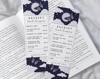 Book Tropes Bookmark | Dark Tropes Receipt Bookmark | Enemies to Lovers | Morally Grey | Falling For The Villain | Romance Reader