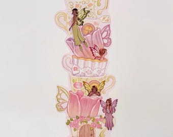 Fairy Bookmark | Fairy Teacup Stack | Magical Bookmark | Bookish Gift | Book Lover | Flower Fairies Bookmark | Whimsical Fairy Gift | Reader