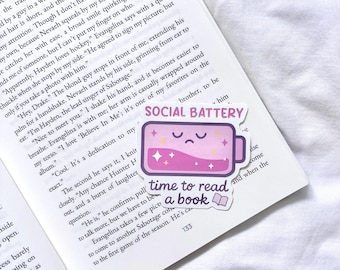 Bookish Sticker | Social Battery, Time To Read A Book | Kindle Sticker | Bookish Sticker | Reader | Book Lover