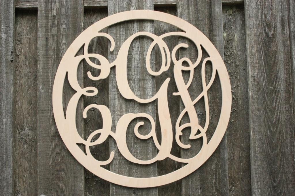 Circle Vine Monogram Wooden Letter Home Nursery Wedding Circle Vine Monogram Wooden Letter Home Nursery Wedding Decor Guestbook Unpainted Font