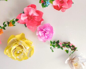 Giant Paper Flowers Set of 2 | Custom Color & Flower Style | Artistic Installations