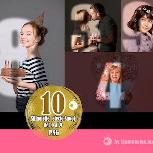 Silhouette frame overlay getallen PNG Snoot-effect van 0 tot 9.