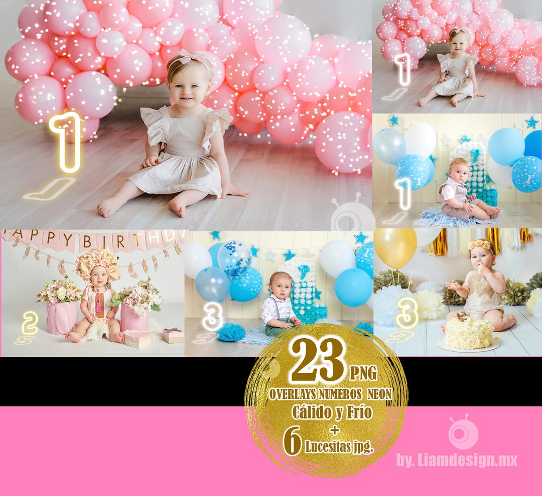 Neon Number Overlays PNG - Etsy