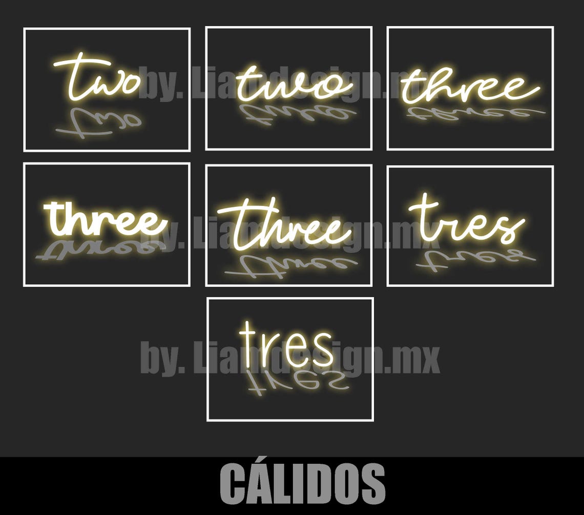 32 NEON SIGN Overlays, in Warm and Cool Tones, One, Two, Three, One ...