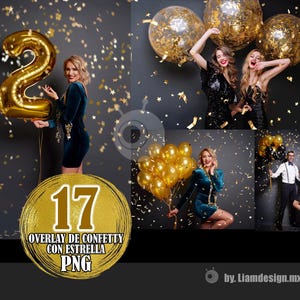 May include: A collage of images featuring celebratory themes. Includes women with gold balloons and confetti, a person holding a gold number 2 balloon, and a couple. A gold circle with the number 17 and text is in the foreground.