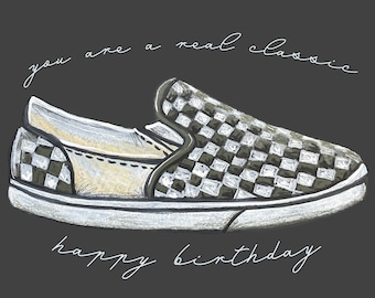 Skater Shoe Birthday Card: 90s Chalk Art