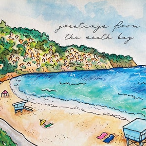 View from Esplanade Greeting Card - ocean, beach, south bay, redondo, hermosa, lifeguard tower, street, palos verdes, california