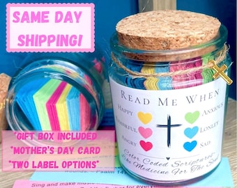 Bible Verse Jar, Read Me When jar, christian Encouragement gift, Scripture Jars, personalized Bible verse gifts for her, Affirmation Jars
