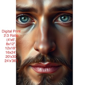 Digital print Jesus, Face of Jesus, Pictures of Jesus Christ, Jesus eyes, Jesus Christ Painting, Jesus Art, Jesus Portrait, Jesus