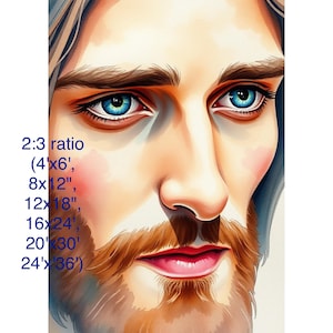 Digital print Jesus, Face of Jesus, Pictures of Jesus Christ, Jesus eyes, Jesus Christ Painting, Jesus, Jesus Portrait, Jesus water color