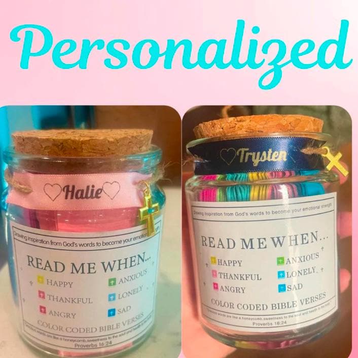 Personalized Color Coded Read Me When Bible Verse Jar for Emotions and ...