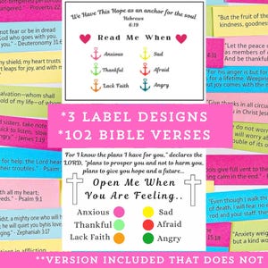 Pot de versets bibliques codés par couleur bricolage pour les émotions, kit de pots d'écritures saintes, téléchargement numérique, cadeau chrétien, Lisez-moi quand, pot d'inspiration, sentiments