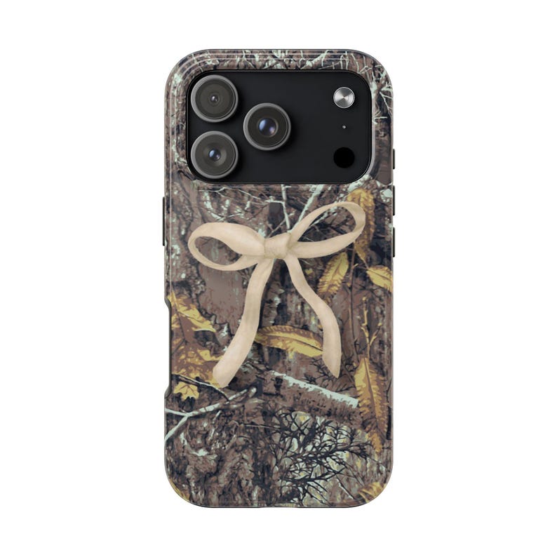 Personalized Camo Phone Case with Bow: Impact-Resistant TPU Lining image 13